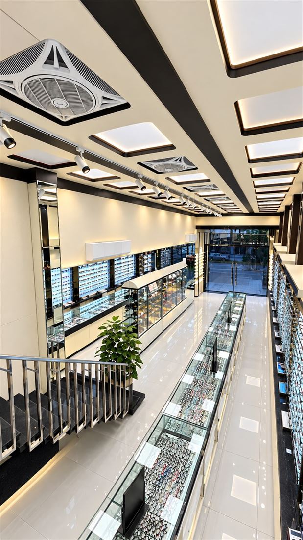 Eyewear displays inside The Optiks shop